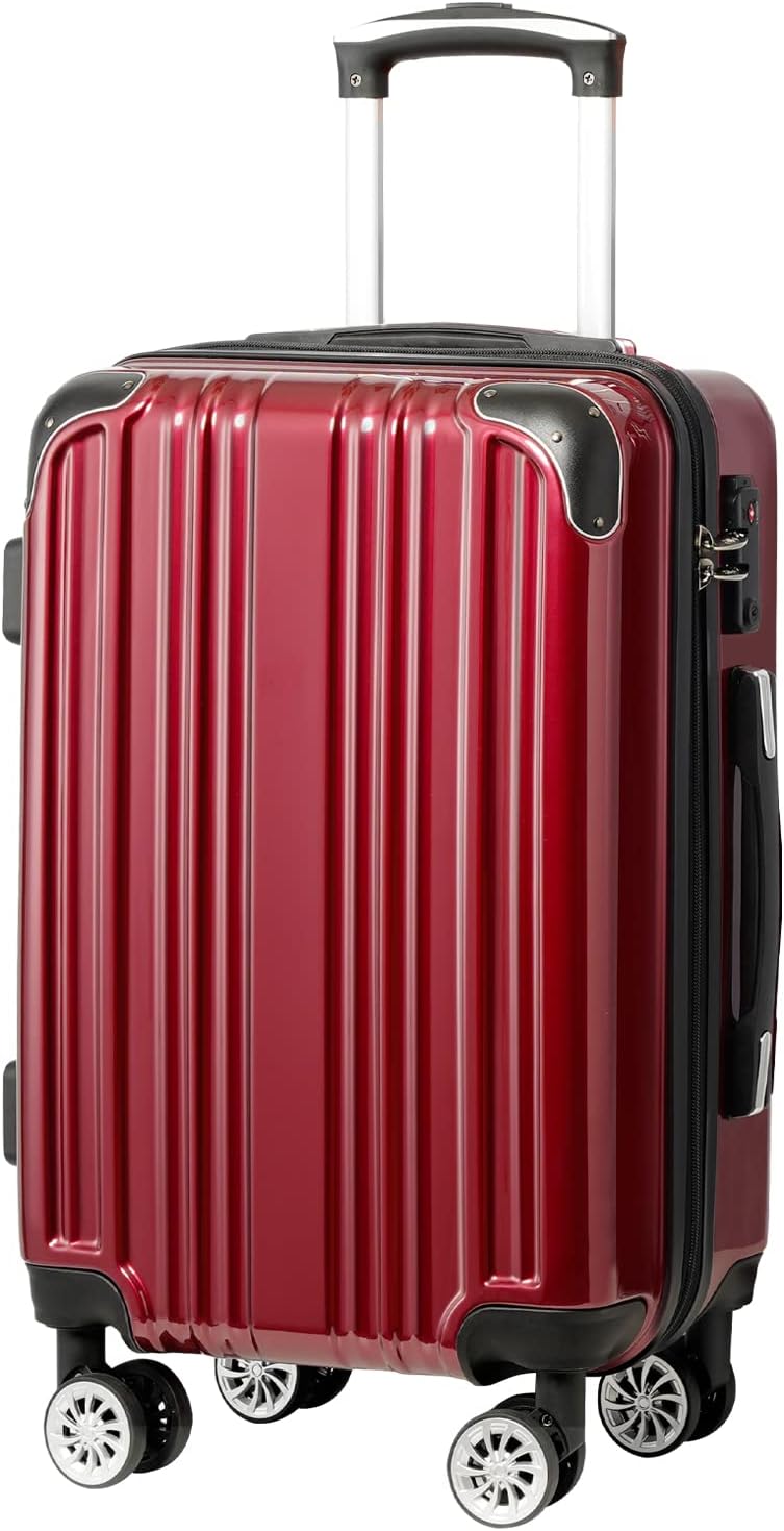 230527210237239_1 Coolife Luggage Expandable(only 28") Suitcase PC+ABS Spinner 20in 24in 28in Carry on (white grid new, S(20in)_carry on) - Image 1